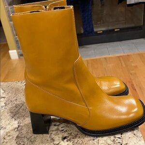 NWT ASOS Mustard Square Toe Heeled Boots